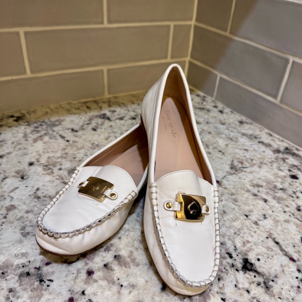 Kate Spade White Leather Loafers